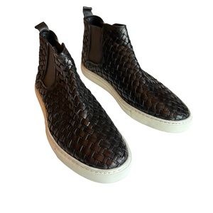 ERNESTO DOLANI woven black leather ankle boots, size 38 EU, never worn